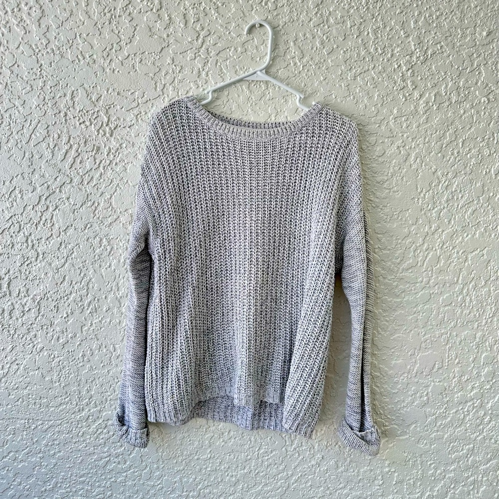 Gray and white knit sweater